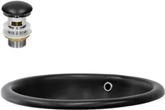Waschbecken inkl. Ablaufgarnitur mit Überlauf 49x40,5x19,5 cm Schwarz matt aus Keramik ML-Design