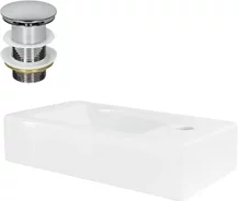 Waschbecken inkl. Ablaufgarnitur ohne Überlauf 46x26x11 cm Weiß aus Keramik ML-Design