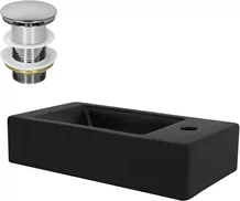 Waschbecken inkl. Ablaufgarnitur ohne Überlauf 46x26x11 cm Schwarz aus Keramik ML-Design
