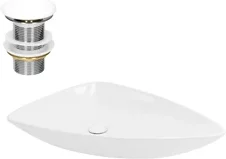 Waschbecken inkl. Ablaufgarnitur ohne Überlauf 69x46x13 cm Weiß aus Keramik ML-Design
