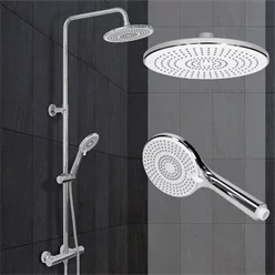 Duschsystem mit Thermostat Silber aus Edelstahl