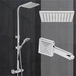 Duschsystem mit Thermostat Silber aus Edelstahl
