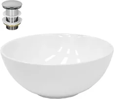 Waschbecken inkl. Ablaufgarnitur ohne Überlauf Ø 32x13,5 cm Weiß aus Keramik