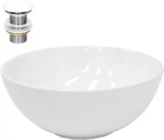 Waschbecken inkl. Ablaufgarnitur ohne Überlauf Ø 32x13,5 cm Weiß aus Keramik