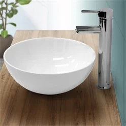 Waschbecken Rundform ohne Überlauf Ø 32x13,5 cm Weiß aus Keramik