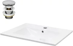 Waschbecken inkl. Ablaufgarnitur mit Überlauf 61x46,5x17,5 cm Weiß aus Keramik