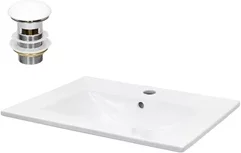 Waschbecken inkl. Ablaufgarnitur mit Überlauf 61x46,5x17,5 mm Weiß aus Keramik