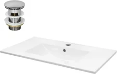 Waschbecken inkl. Ablaufgarnitur mit Überlauf 71x46,5x17,5 mm Weiß aus Keramik