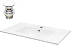 Waschbecken inkl. Ablaufgarnitur mit Überlauf 71x46,5x17,5 cm Weiß aus Keramik