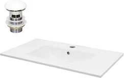 Waschbecken inkl. Ablaufgarnitur mit Überlauf 81x46,5x17,5 cm Weiß aus Keramik