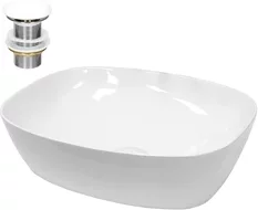 Waschbecken inkl. Ablaufgarnitur ohne Überlauf 50,5x38,5x13,5 cm Weiß aus Keramik