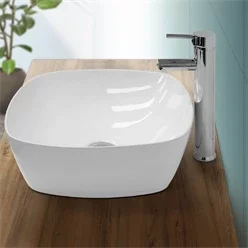 Waschbecken Rundform ohne Überlauf Ø 40,5x14 cm Weiß aus Keramik