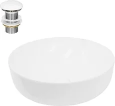 Waschbecken inkl. Ablaufgarnitur ohne Überlauf Ø 40x13,5 cm Weiß aus Keramik