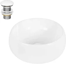 Waschbecken inkl. Ablaufgarnitur ohne Überlauf Ø 40x35 cm Weiß aus Keramik