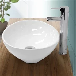 Waschbecken Ovalform ohne Überlauf 41x33x14,2 cm Weiß aus Keramik