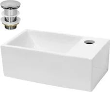 Waschbecken inkl. Ablaufgarnitur ohne Überlauf 35x20,5x12,5 cm Weiß aus Keramik