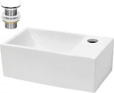 Waschbecken inkl. Ablaufgarnitur ohne Überlauf 35x20,5x12,5 cm Weiß aus Keramik