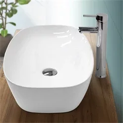 Waschbecken Ovalform ohne Überlauf 60,5x38x14 cm Weiß aus Keramik