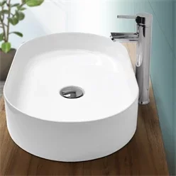 Waschbecken Ovalform ohne Überlauf 60,5x38x12,5 cm Weiß aus Keramik