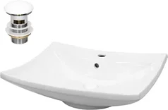 Waschbecken inkl. Ablaufgarnitur mit Überlauf 60,5x46x16,5 cm Weiß aus Keramik