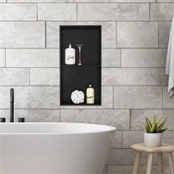 Duschnische 2 Ebenen 30x60 cm Schwarz aus Edelstahl Wandnische Duschablage LuxeBath