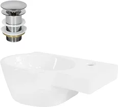 Waschbecken inkl. Ablaufgarnitur ohne Überlauf 37,5x19x14 cm Weiß aus Keramik ML-Design