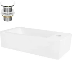 Waschbecken inkl. Ablaufgarnitur ohne Überlauf 51x25x13 cm Weiß aus Keramik ML-Design