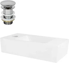 Waschbecken inkl. Ablaufgarnitur ohne Überlauf 40x18,5x10 cm Weiß aus Keramik ML-Design