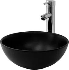 Waschbecken Ø 32x13,5 cm schwarz aus Keramik ML-Design
