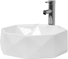 Waschbecken rund Ø 42x13,5 cm weiß aus Keramik ML-Design