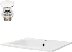 Waschbecken inkl. Ablaufgarnitur mit Überlauf 45x22,5x42 cm Weiß aus Keramik ML-Design