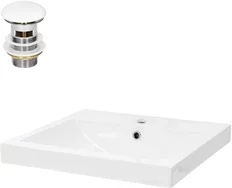 Waschbecken inkl. Ablaufgarnitur mit Überlauf 54,5x45x16 cm Weiß aus Keramik ML-Design