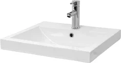 Waschbecken Eckigform mit Überlauf 54,5x45x16 cm Weiß aus Keramik ML-Design