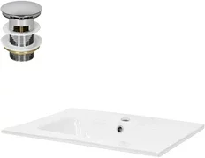 Waschbecken inkl. Ablaufgarnitur mit Überlauf 61x46x16,5 cm Weiß aus Keramik ML-Design