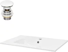 Waschbecken inkl. Ablaufgarnitur mit Überlauf 71x16,5x46 cm Weiß aus Keramik ML-Design