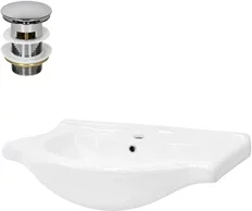 Waschbecken inkl. Ablaufgarnitur mit Überlauf 77x51,5x21,5 cm Weiß aus Keramik ML-Design
