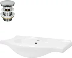 Waschbecken inkl. Ablaufgarnitur mit Überlauf 86x51,5x21,5 cm Weiß aus Keramik ML-Design
