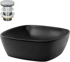 Waschbecken inkl. Ablaufgarnitur ohne Überlauf 40,5x40,5x15 cm Schwarz aus Keramik ML-Design