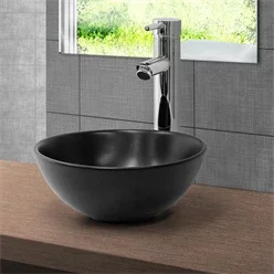 Waschbecken Rund Ø 28x15 cm Schwarz matt aus Keramik ML-Design
