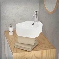 Waschbecken Rundform 45x36x13 cm Weiß aus Keramik ML-Design