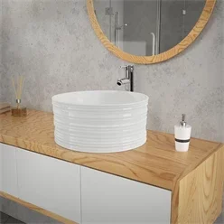 Waschbecken Rund Ø 41x18 cm Weiß aus Keramik ML-Design