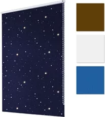 Verdunkelungsrollo Blau mit Sternen 45x150 cm inkl. Befestigungsmaterial