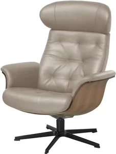 Sessel in Leder mit Knopfnaht ¦ grau ¦ Maße (cm): B: 80 H: 101 T: 81 Polstermöbel > Sessel > Drehsessel - Möbel Kraft