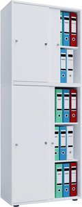 Büroschrank Lona XXL mit Schiebetüren weiß B/H/T: ca. 70x184x37 cm