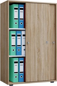 Büroschrank Lona XL mit Schiebetüren Eiche Sonoma Nachbildung weiß B/H/T: ca. 70x110x37 cm