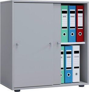 Büroschrank Lona L mit Schiebetüren grau weiß B/H/T: ca. 70x74x37 cm