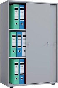 Büroschrank Lona XL mit Schiebetüren grau weiß B/H/T: ca. 70x110x37 cm