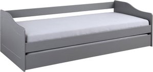 Stauraum-/Funktionsbett Lorenz 90 x 200 cm Kiefer massiv grau lackiert