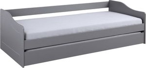 Stauraum-/Funktionsbett Dan 90 x 200 cm Kiefer massiv grau lackiert