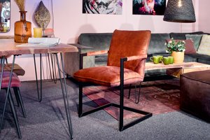 Freischwinger-Stuhl Chicago mit braunen Samtpolstern